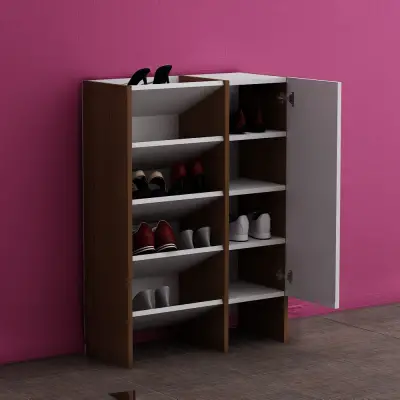 Labisa Shoes Storage Cabinet Shelf - Walnut & White