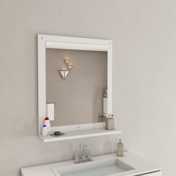 Donatella Whatnot Etajer Shelf with Mirror - White