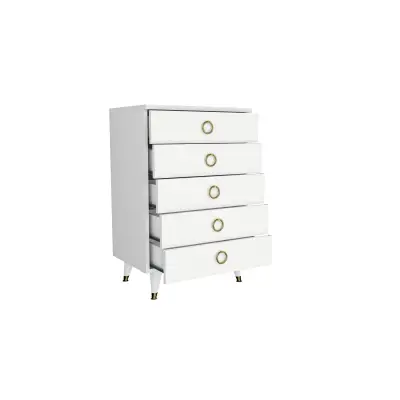 Honnor Dresser with Drawers - White & Gold