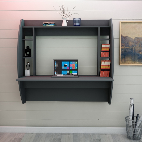 Renaye Computer Desk with Shelves - Anthracite