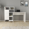 Delmaris Computer Desk with Shelves and Cabinet - White