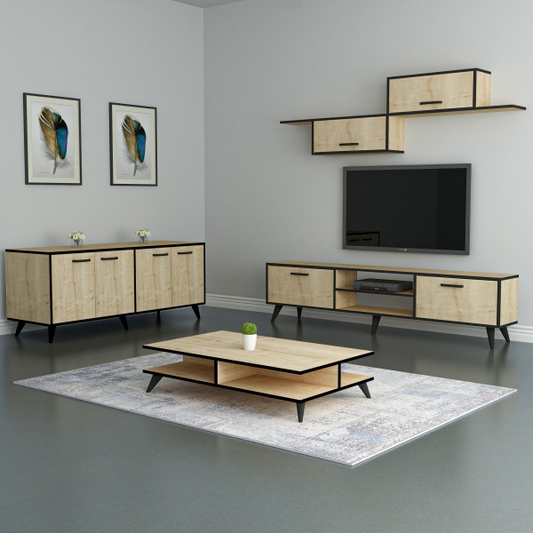 Crystal Living Room Set - TV Stand & Entertainment Center, Sideboard and Coffee Table
