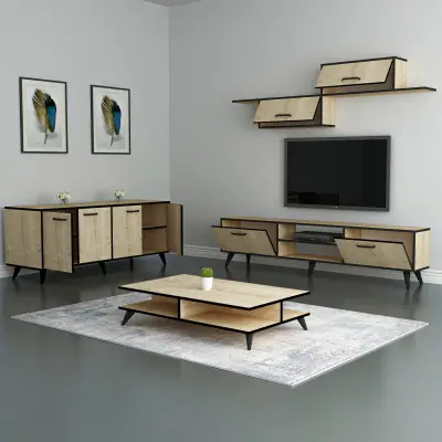 Crystal Living Room Set - TV Stand & Entertainment Center, Sideboard and Coffee Table