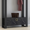 Flumen Entryway Coat Rack with Bench and Cabinet - Black Marble Effect & Anthracite