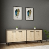 Crystal Sideboard with Cabinets - Oak & Black Band