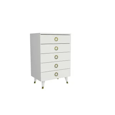 Honnor Dresser with Drawers - White & Gold