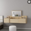 Bertus Wall Mounted Makeup Vanity Table with Mirror - Oak