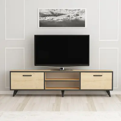 Yewana TV Stand and Media Console - Oak & Black