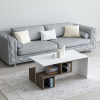 Floro Coffee Table with Storage Shelves - White & Walnut