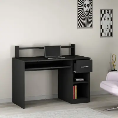 Milanos Computer Desk with Drawer and Shelves - Anthracite