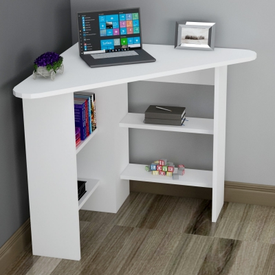 Gredos Computer Desk with Shelves - White