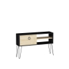 Fiore Dresuar Console Table with Cabinet and Metal Legs - Black Marble Effect & Oak