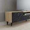 Suny TV Stand and Media Console - Black Marble Effect & Oak