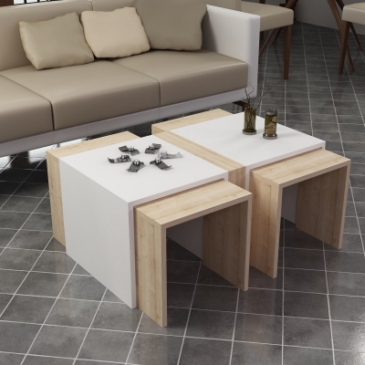 Cheryl Nesting Coffee Table - White & Oak