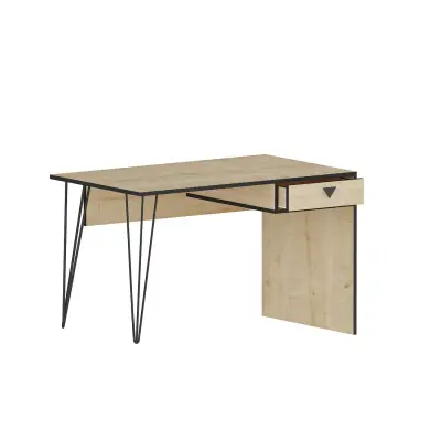 Emily Computer Desk with Drawer - Oak & Black