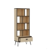 Emily Manufactured Wood Bookcase with Drawer - Oak & Black