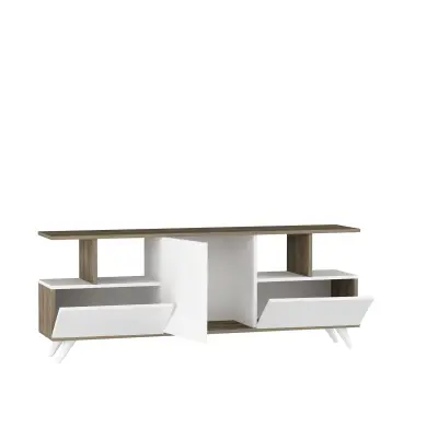 Titulus TV Stand and Media Console - White & Walnut