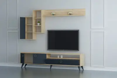 Ariana TV Stand and Entertainment Center - Anthracite & Oak