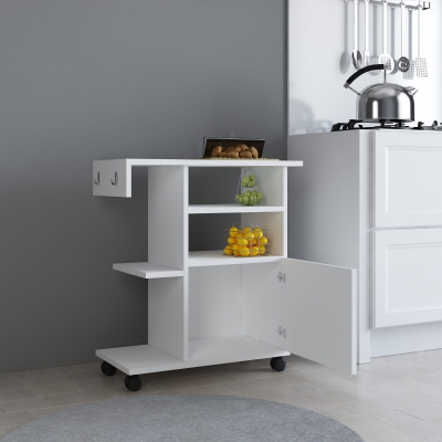 Silvio Multi Purpose Cabinet with Roller Wheel - White