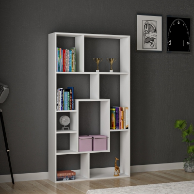 Limo Geometric Bookcase with Shelves - White