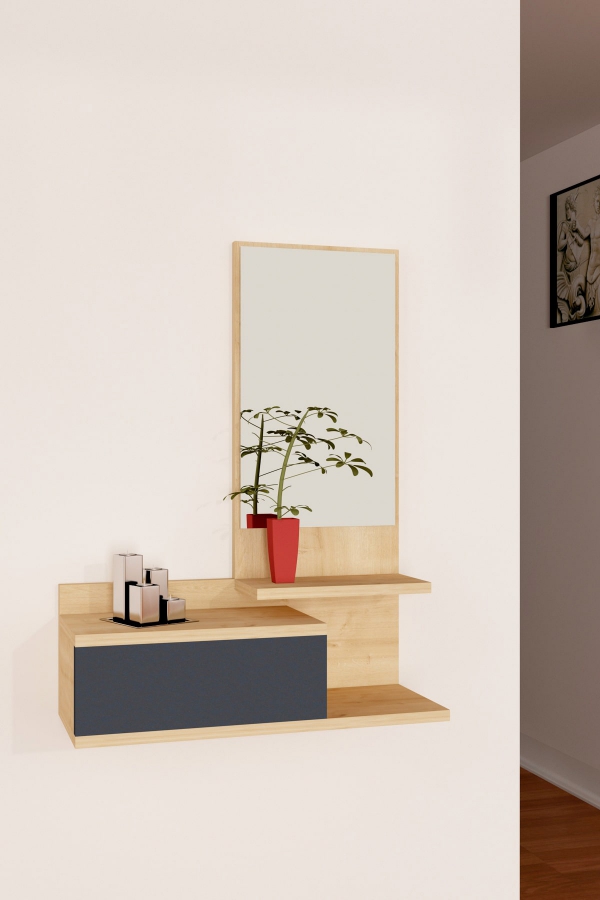 Cielo Dresuar with Drawer and Mirror - Anthracite & Oak