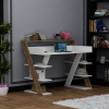 Mundus Computer Desk with Shelves - White & Walnut