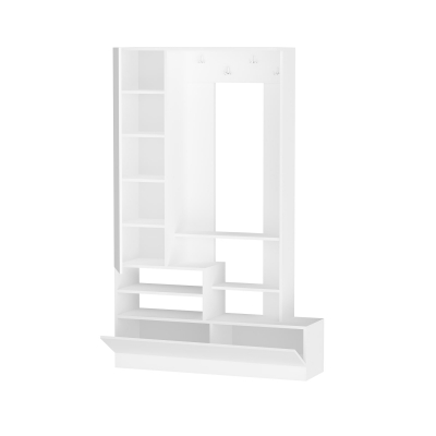 Seta Entryway Coat Rack with Cabinets and Shelves - White