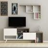 Pilmin TV Stand and Entertainment Center - White & Walnut