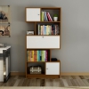 Ricardo Bookcase with Cabinets and Shelves - White & Walnut