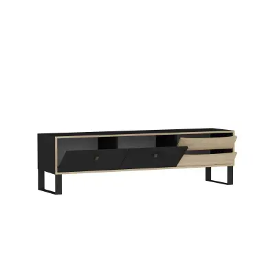 Mosso TV Stand and Media Console - Black & Oak