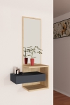 Riveno Dresuar with Drawer and Mirror - Anthracite & Oak