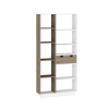 Revna Bookcase with Drawers and Shelves - White & Walnut