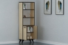 Crystal Bookcase with Cabinets and Shelves - Oak & Black