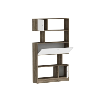 Ricardo Bookcase with Cabinets and Shelves - White & Walnut