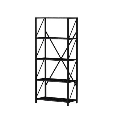 Hilda Metal Manufactured Wood Bookcase - Black Marble Effect