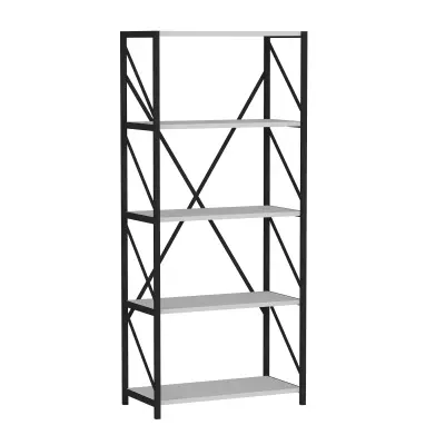 Hilda  Metal Manufactured Wood Bookcase - White & Black