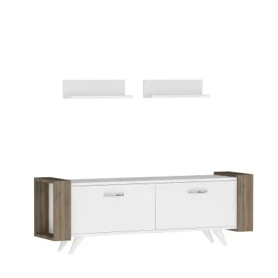 Zeya TV Stand and Entertainment Center - White & Walnut