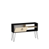 Fiore Dresuar Console Table with Cabinet and Metal Legs - Black Marble Effect & Oak