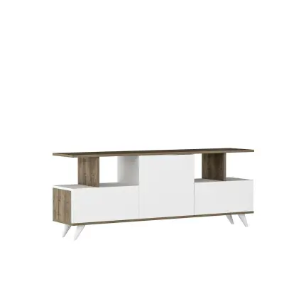 Titulus TV Stand and Media Console - White & Walnut