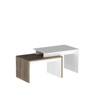 Daniella Nesting Coffee Table - White & Walnut