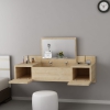 Bertus Wall Mounted Makeup Vanity Table with Mirror - Oak