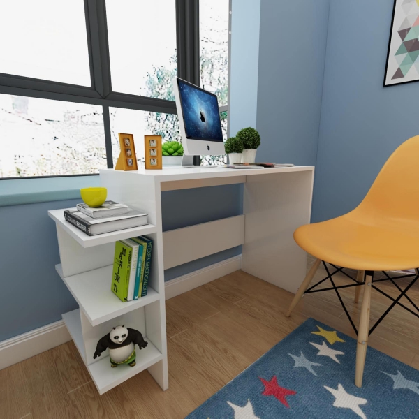 Vispo Computer Desk with Shelves - White