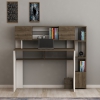 Reyna Computer Desk with Cabinets and Shelves - White & Walnut