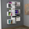 Rozalin Bookcase with Geometric Shelves - White