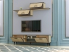 Crystal TV Stand and Entertainment Center - Oak & Black