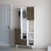 Arba Hallway Coat Rack with Cabinets and Shelves - White & Walnut