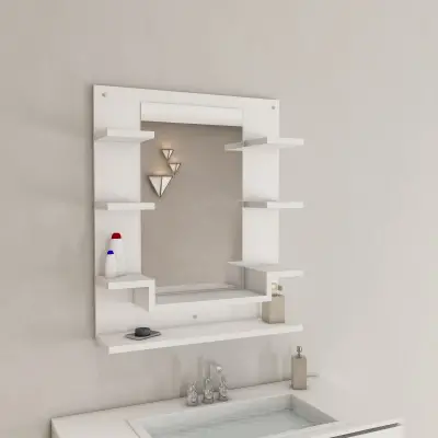 Passion Whatnot Etajer Shelf with Mirror - White