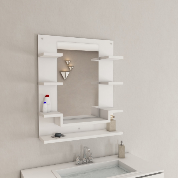 Passion Whatnot Etajer Shelf with Mirror - White
