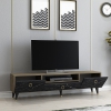 Suny TV Stand and Media Console - Black Marble Effect & Walnut