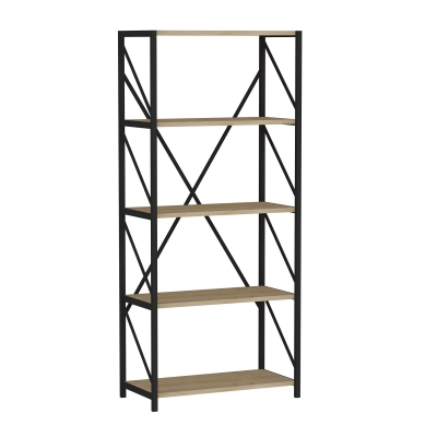 Hilda Metal Manufactured Wood Bookcase - Oak & Black